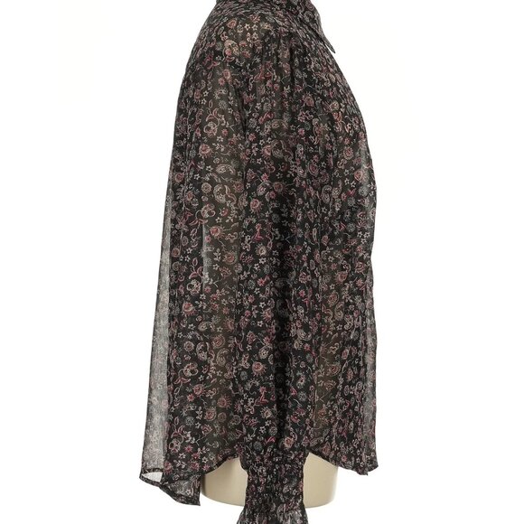 Festi Semi-sheer Black Ditsy Print Blouse 1X - Picture 3 of 3